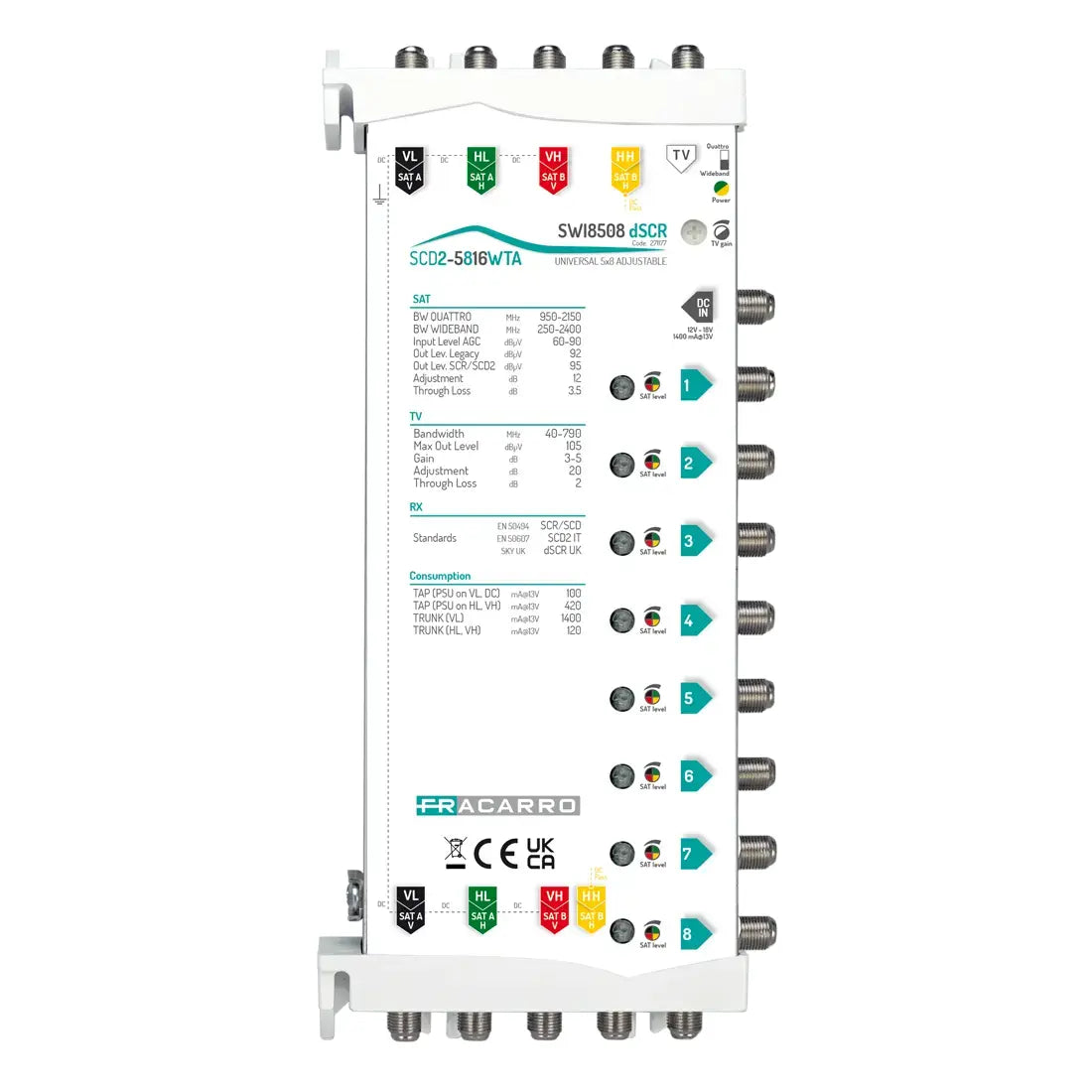 Fracarro 8 Way dSCR Multiswitch - SWI8508 - 271177
