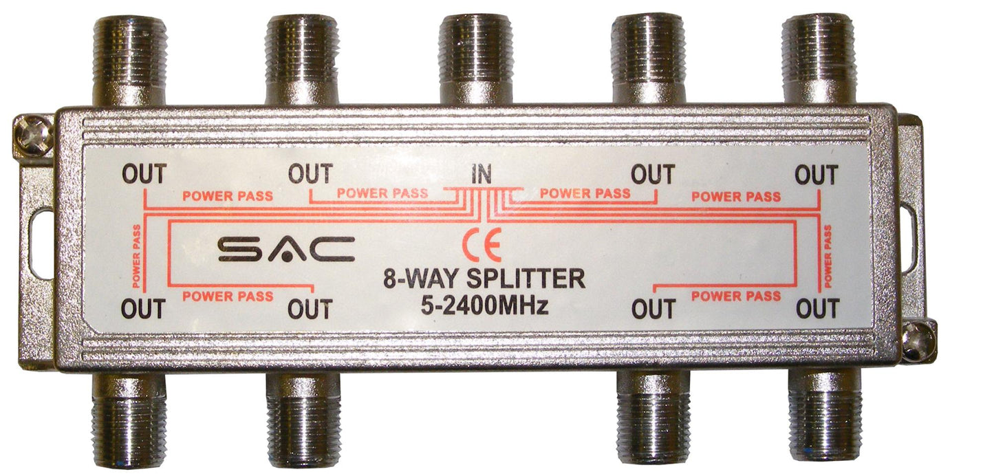8 Way F Type Splitter (5-2250 MHz)