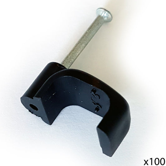 6mm Black Double Cable Clips - Box 100