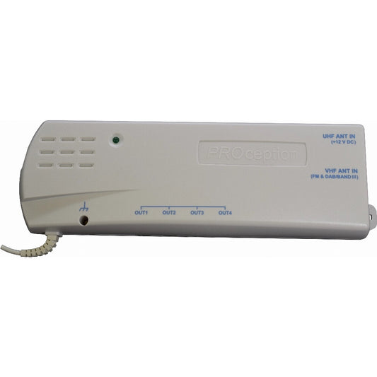 PROception 4 Way FM/DAB/UHF Distribution Amplifier 2 Input 4 Output - 9dB - PROAMP24
