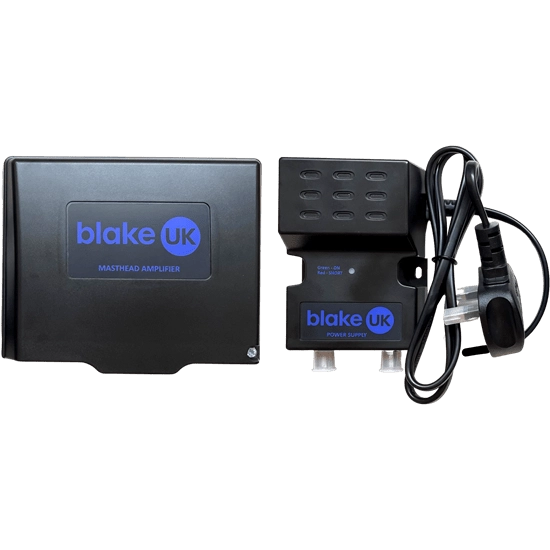 Blake 2-Way Variable Gain 5-20dB Masthead Amplifier (470-694MHz) & Power Supply Kit