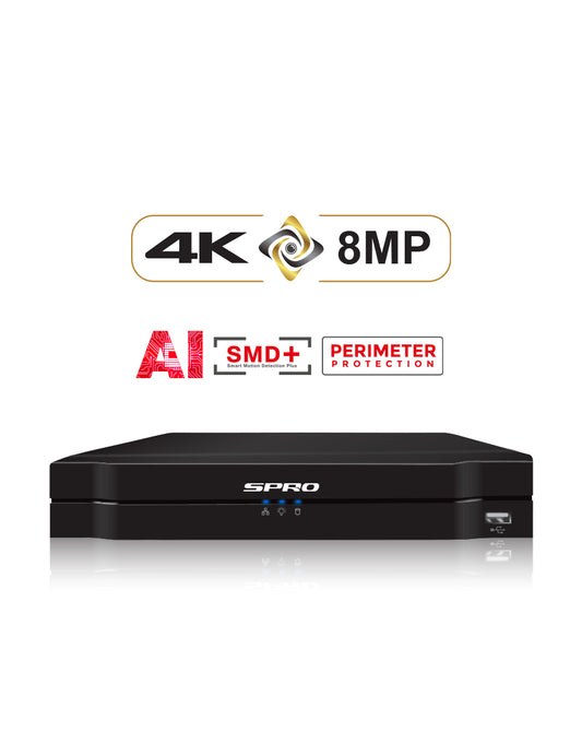 SPRO 4 Channel 4K AI DVR With AI - 1TB HDD
