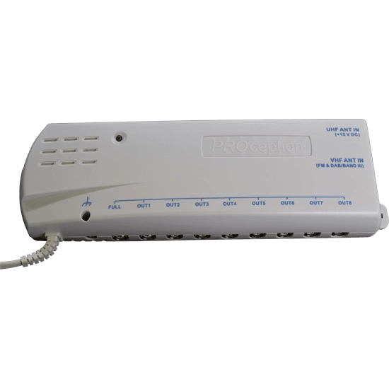 PROception 6 Way FM/DAB/UHF Distribution Amplifier 2 In 6 Out - 5dB + 1 Full Output - 16dB - PROAMP26