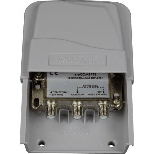 PROception Terrestrial Satellite Masthead Diplexer F-Type Screened (5-854 MHz) & SAT IF - PROCOM21TS