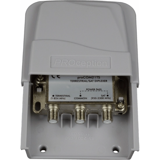 PROception Terrestrial Satellite Masthead Diplexer F-Type Screened (5-854 MHz) & SAT IF - PROCOM21TS