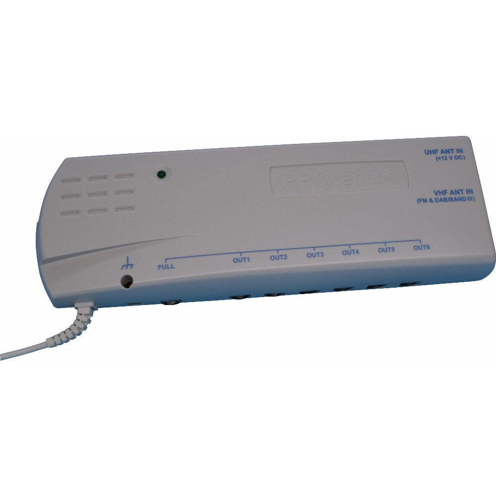 PROception 6 Way FM/DAB/UHF Distribution Amplifier with Return Path 2 Input 6 Output - 5dB - PROAMP26R