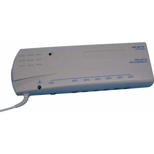 PROception 6 Way FM/DAB/UHF Distribution Amplifier with Return Path 2 Input 6 Output - 5dB - PROAMP26R