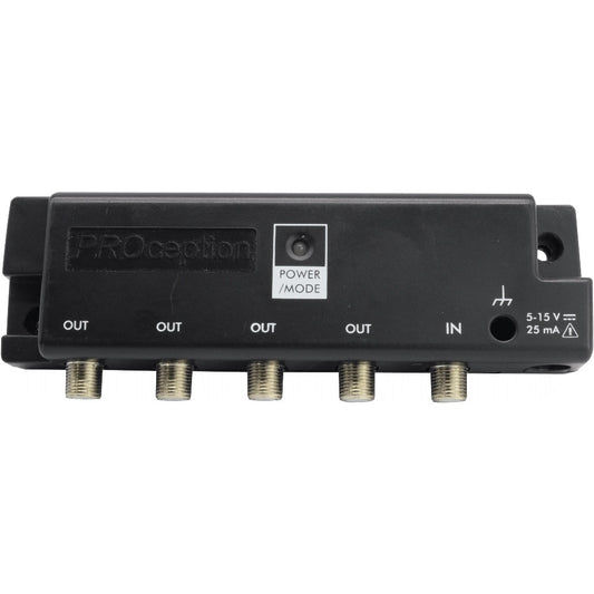 PROception 4 Way UHF Dual Mode Amplifier Line Powered with Return Path 1 Input 4 Output - 4dB - PROAMP104X