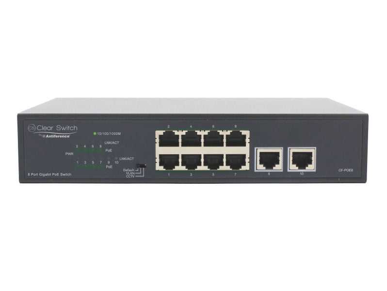 Clear Switch 8 Port + 2 Gigabit Network Switch with PoE - CF-POE8