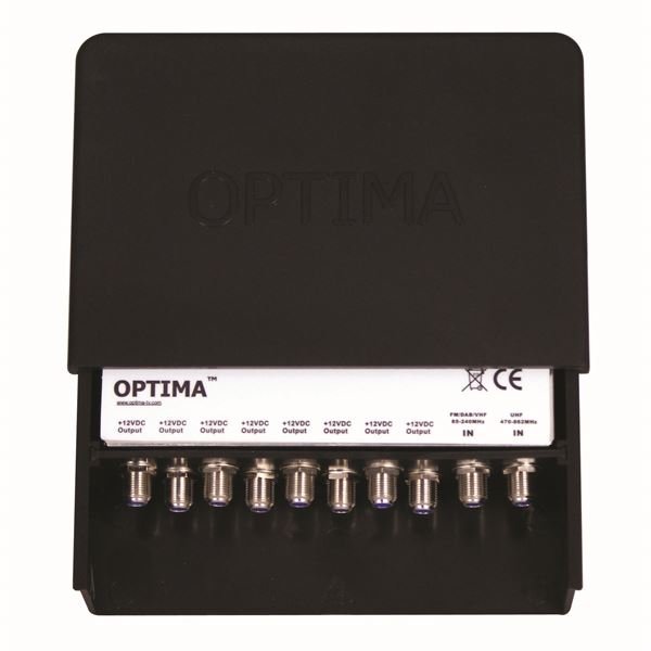 Optima 24dB 8 Way Outdoor Amplifier With PSU Kit - MA24-8AK - 125755