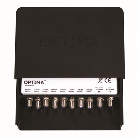 Optima 24dB 8 Way Outdoor Amplifier With PSU Kit - MA24-8AK - 125755