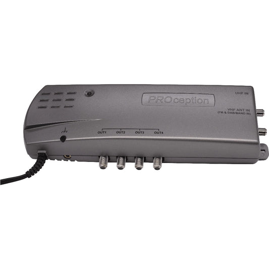 PROception 4 Way FM/DAB/UHF Distribution Amplifier with Return Path 2 In 4 Out - 9dB - PROAMP24R