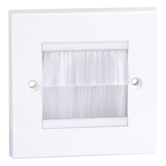 Single Gang Cable Entry / Exit Brush Plate - White Brush