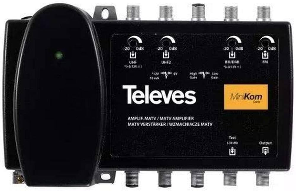 Televes UHF / UHF / FM / DAB Launch Amp 20dB 4 in 1 Out - 539201