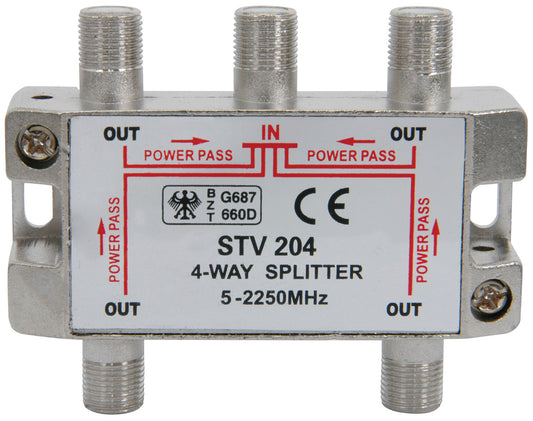 4 Way F Type Splitter (5-2250 MHz)