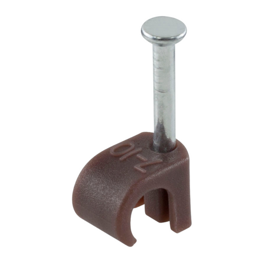 7mm Brown Round Cable Clips - Box 100