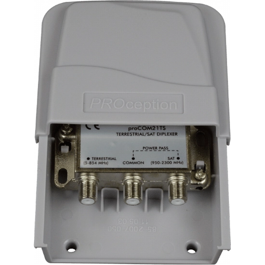 PROception Terrestrial Satellite Masthead Diplexer F-Type Screened (5-854 MHz) & SAT IF - PROCOM21TS