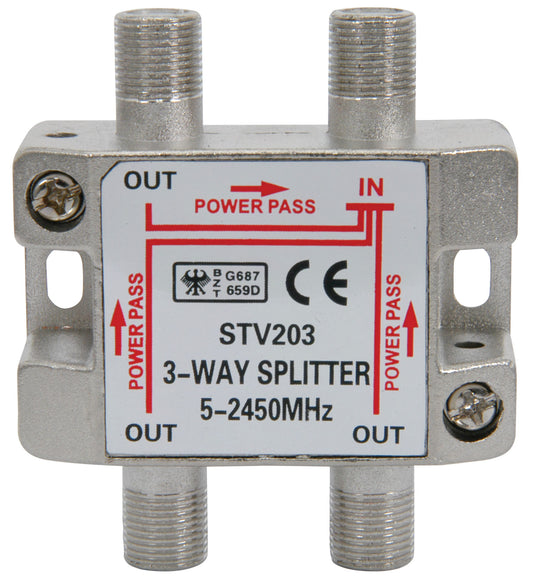 3 Way F Type Splitter (5-2250 MHz)