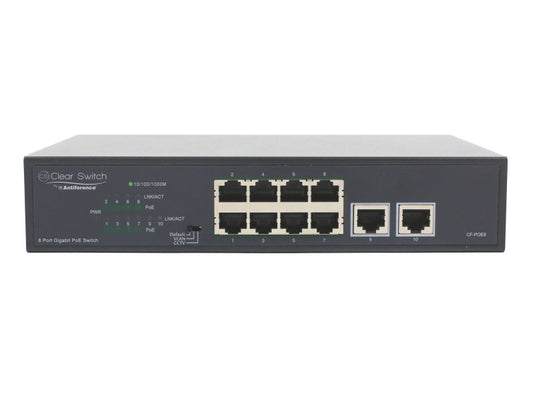Clear Switch 8 Port + 2 Gigabit Network Switch with PoE - CF-POE8
