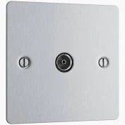 BG 1 Gang Coaxial Socket Brushed Steel